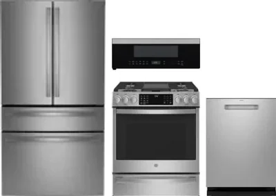 4 Piece Package Includes Refrigerator, Range, Microwave And Dishwasher